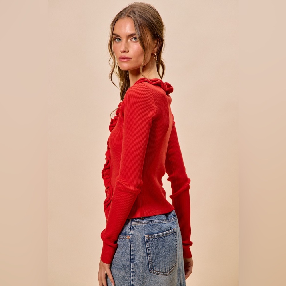 SO ME Cascade Ruffle Ribbed Sweater Cardgian🛍️ - Picture 7 of 8